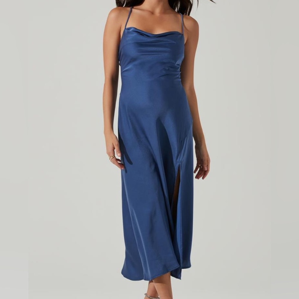 ASTR Gaia blue slip dress
